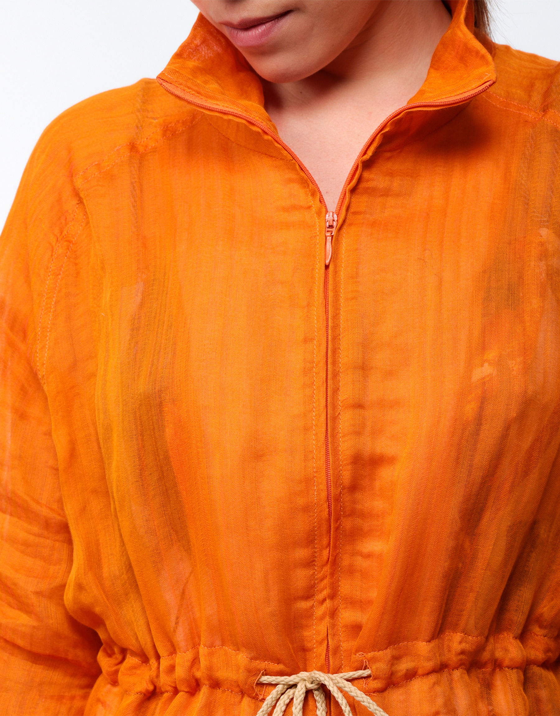 Parka over size en lin damassé tilleul ou en organza bouillonnée orange